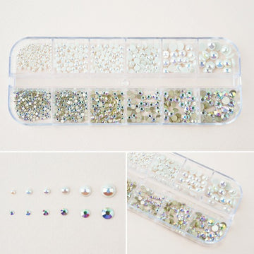 Glow AB Crystal Round x AB Half Pearl 12 Sets - 9