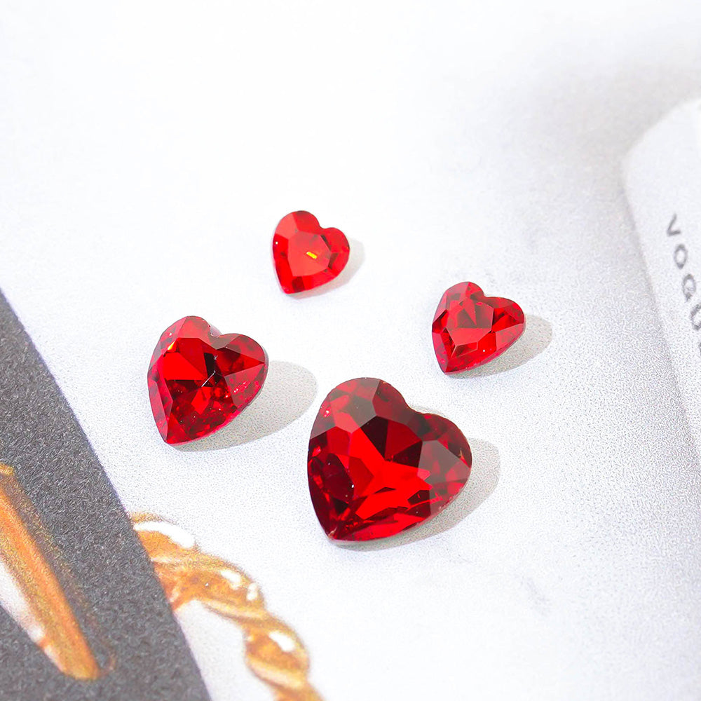 Heart Nail Stone-8 V Cut Red