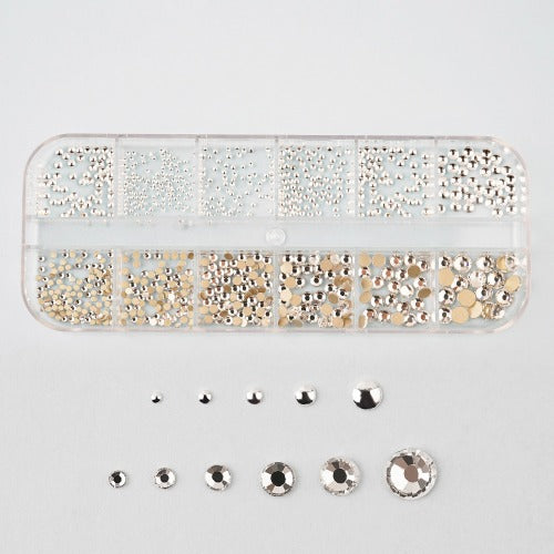 Metal half-moon x crystal round stone 12 sets - 4