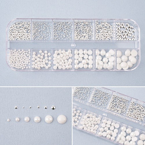Metal half-pearl x half-pearl 12 sets - 2