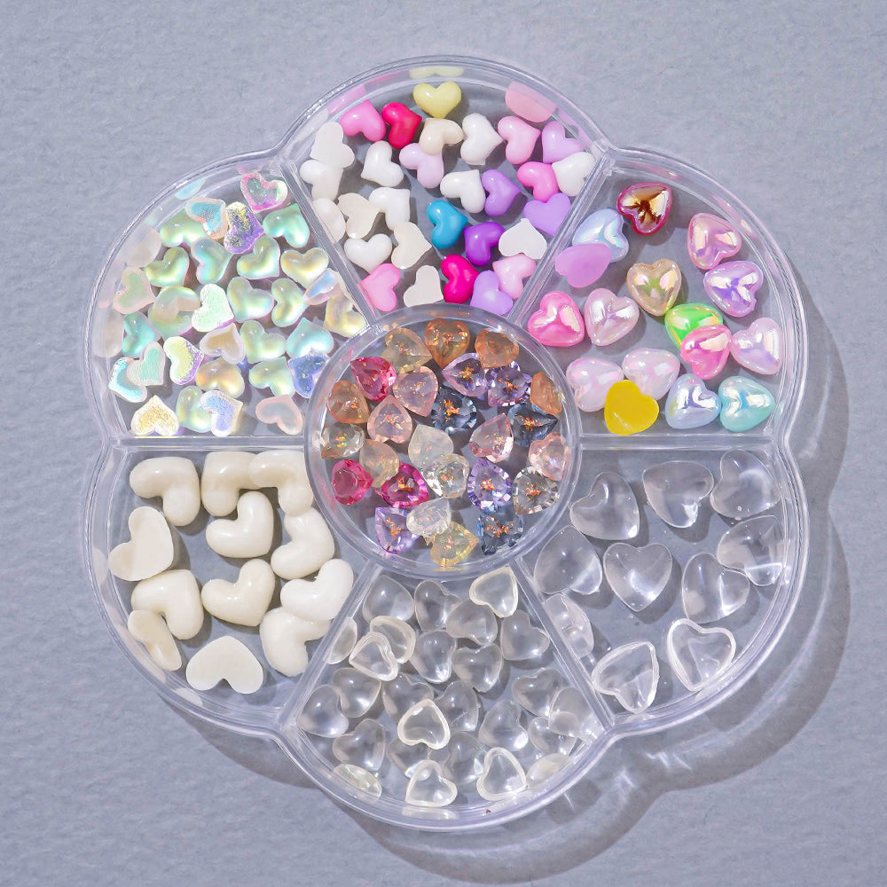 Nail Parts 7-piece set - 25 hearts transparent aurora