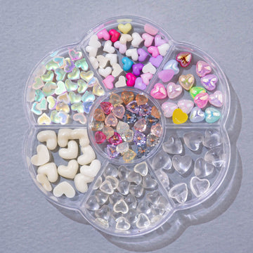 Nail Parts 7-piece set - 25 hearts transparent aurora