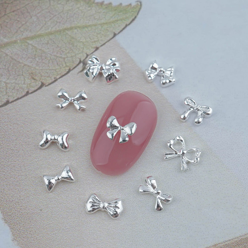 Ribbon Nail Parts - 128 Mini Metal Silver