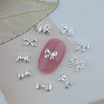 Ribbon Nail Parts - 128 Mini Metal Silver