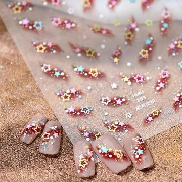 3D embossed nail sticker-602 star mini circle