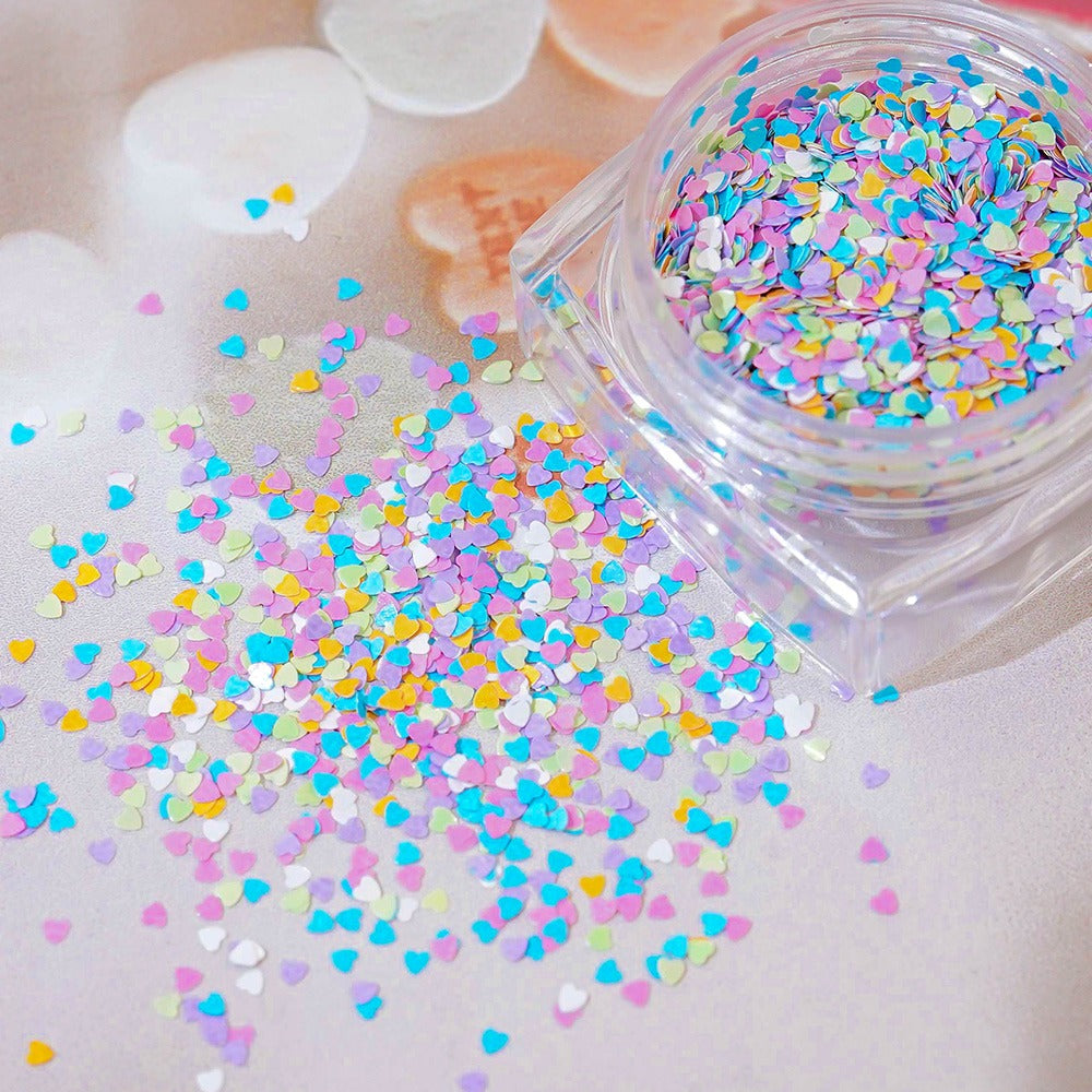 Heart Nail Glitter - 10 Mixed Super Mini 1mm