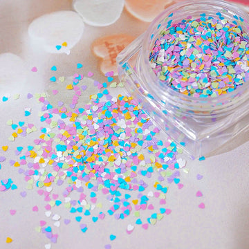 Heart Nail Glitter - 10 Mixed Super Mini 1mm