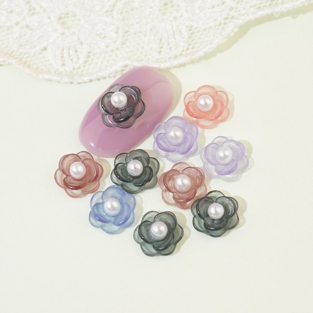 Spring Flower Nail Parts - 24 See-through Pearl Rose
