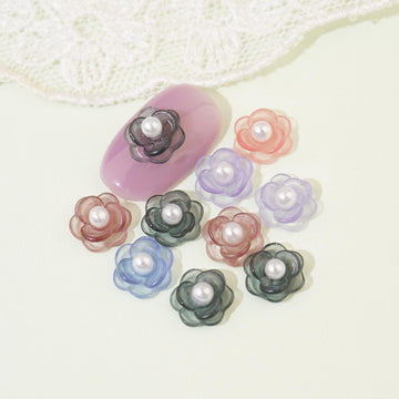 Spring Flower Nail Parts - 24 See-through Pearl Rose