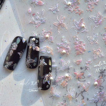 3D Embossed Nail Sticker - 254 Butterfly Flower