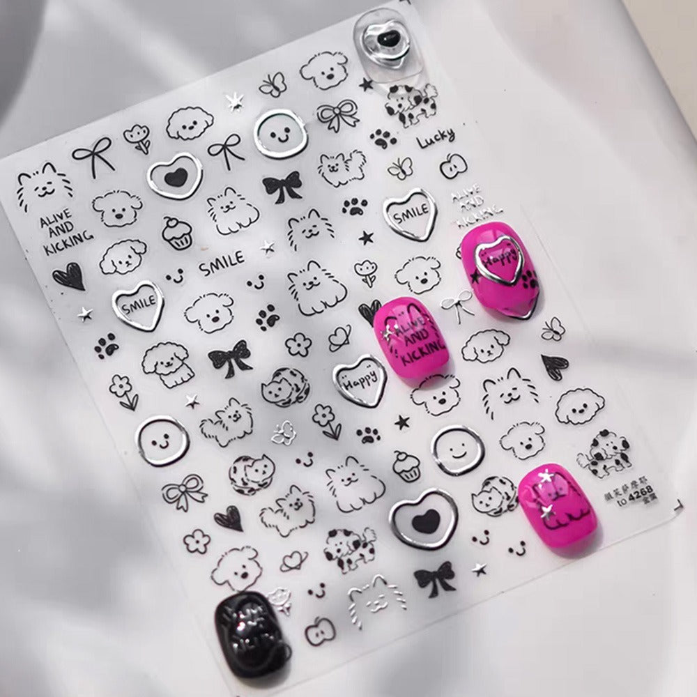 Premium Nail Stickers - 124 Dog Cat