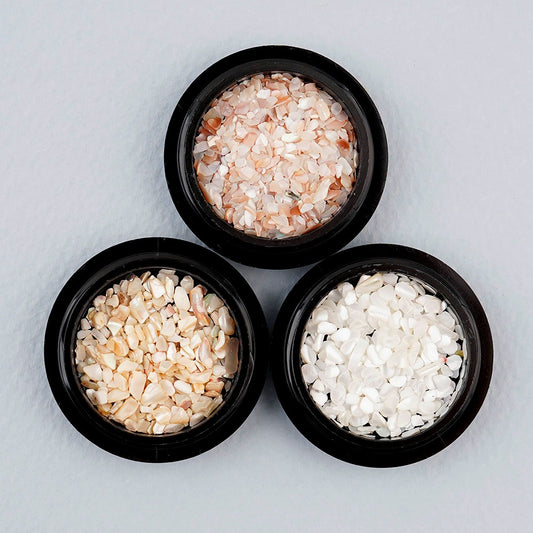 Seashell 3-piece set - 2 Mother-of-pearl glitter