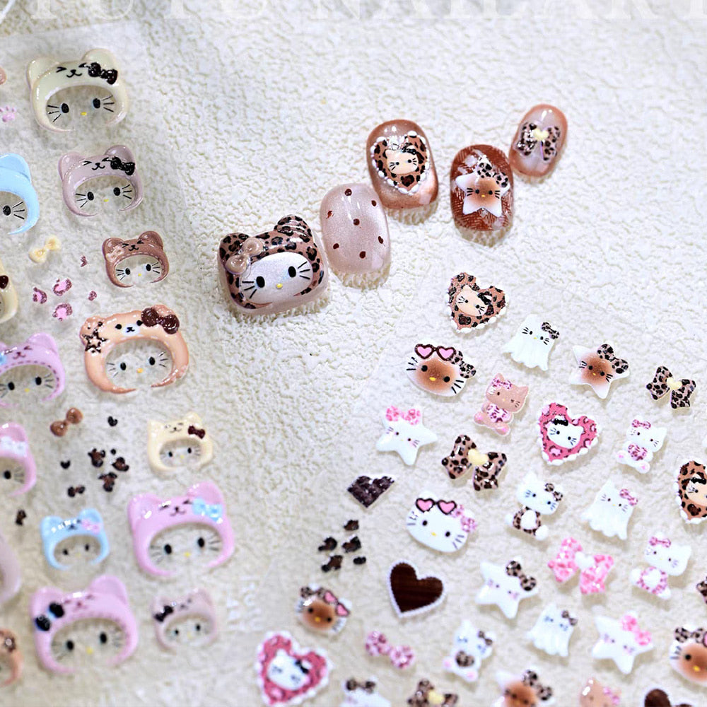 3D Embossed Nail Sticker - 617 Cat Hopi