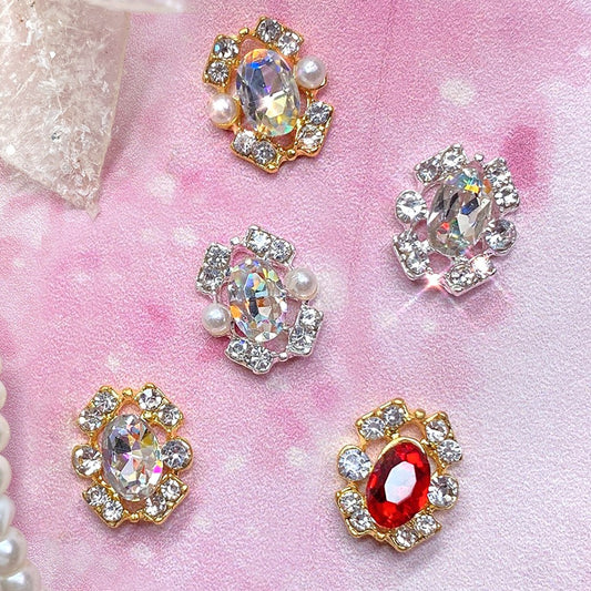 2pcs Nail Charms Gold/Silver Nail Art Stone 3D Metal Nail Deco Charms -NP 17