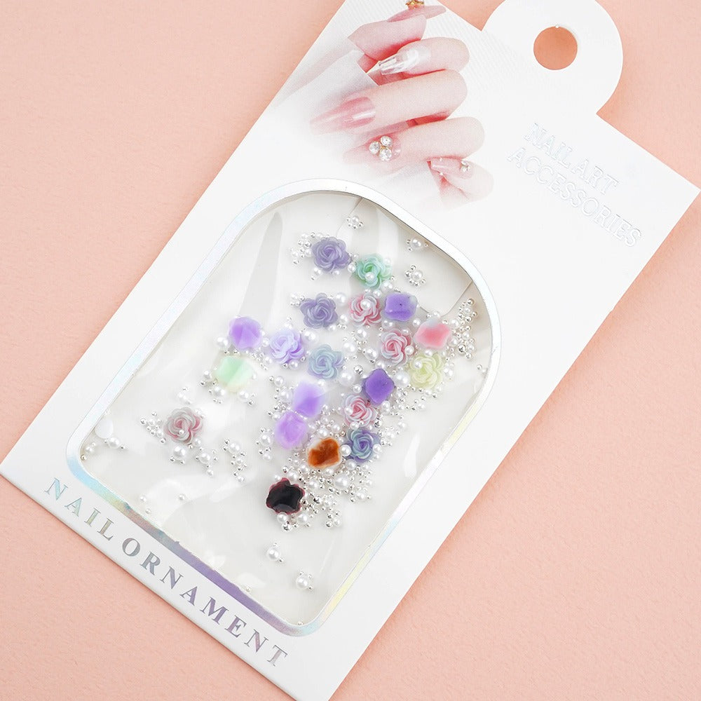 Rose Nail Parts - 21 Pearl Ball Cham Flower