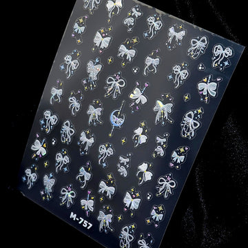 3D Embossed Nail Sticker - 473 Ribbon Star Lace Wedding