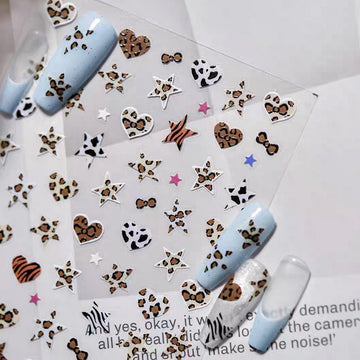 Premium Nail Sticker-116 Leopard Heart Star