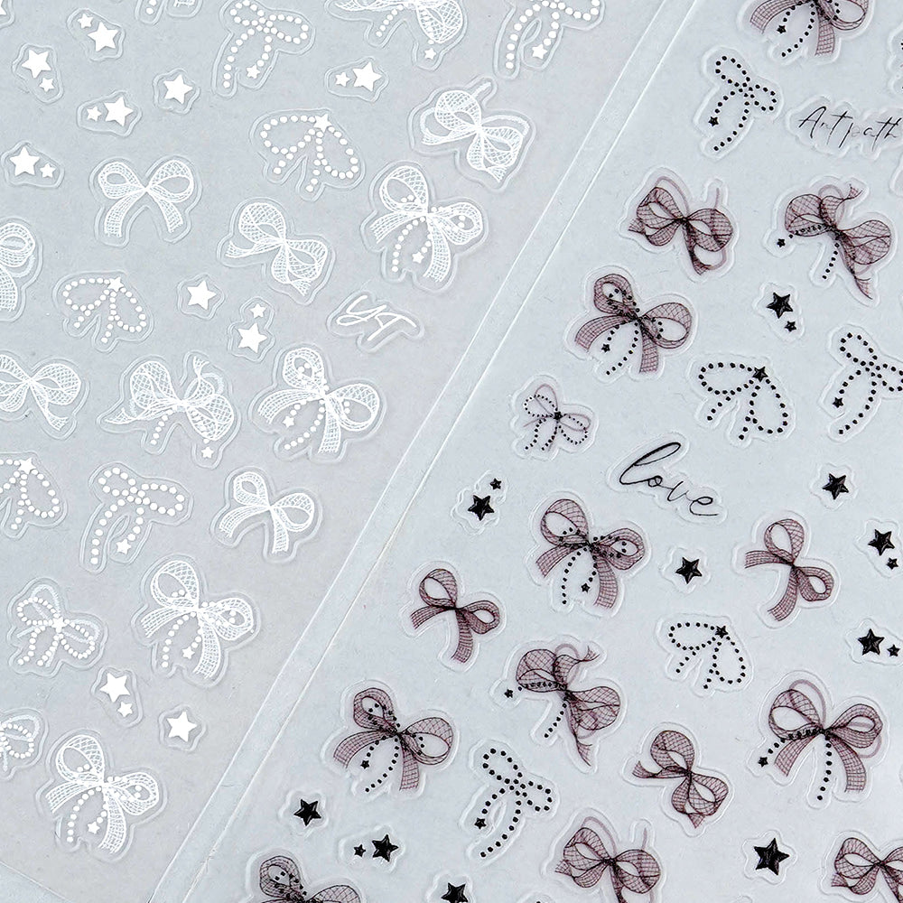 3D Embossed Nail Sticker - 386 Ribbon See-Through Star