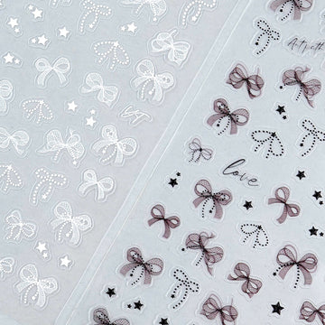3D Embossed Nail Sticker - 386 Ribbon See-Through Star