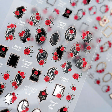 3D Embossed Nail Sticker - 478 Rose Mirror