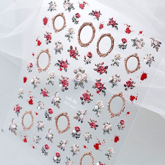 Flower Nail Stickers Flame 3D Nail Decals DIY Nail Art -NS236