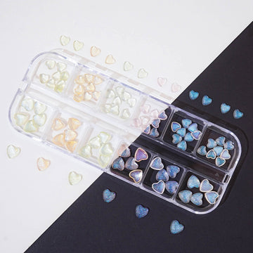Heart nail parts -80 transparent glitter nail stones