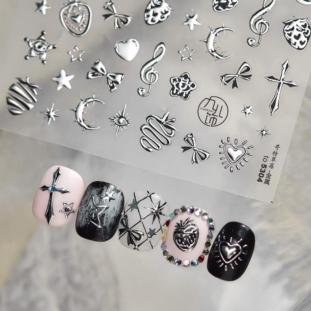 3D Embossed Nail Sticker-593 Strawberry Star Musica