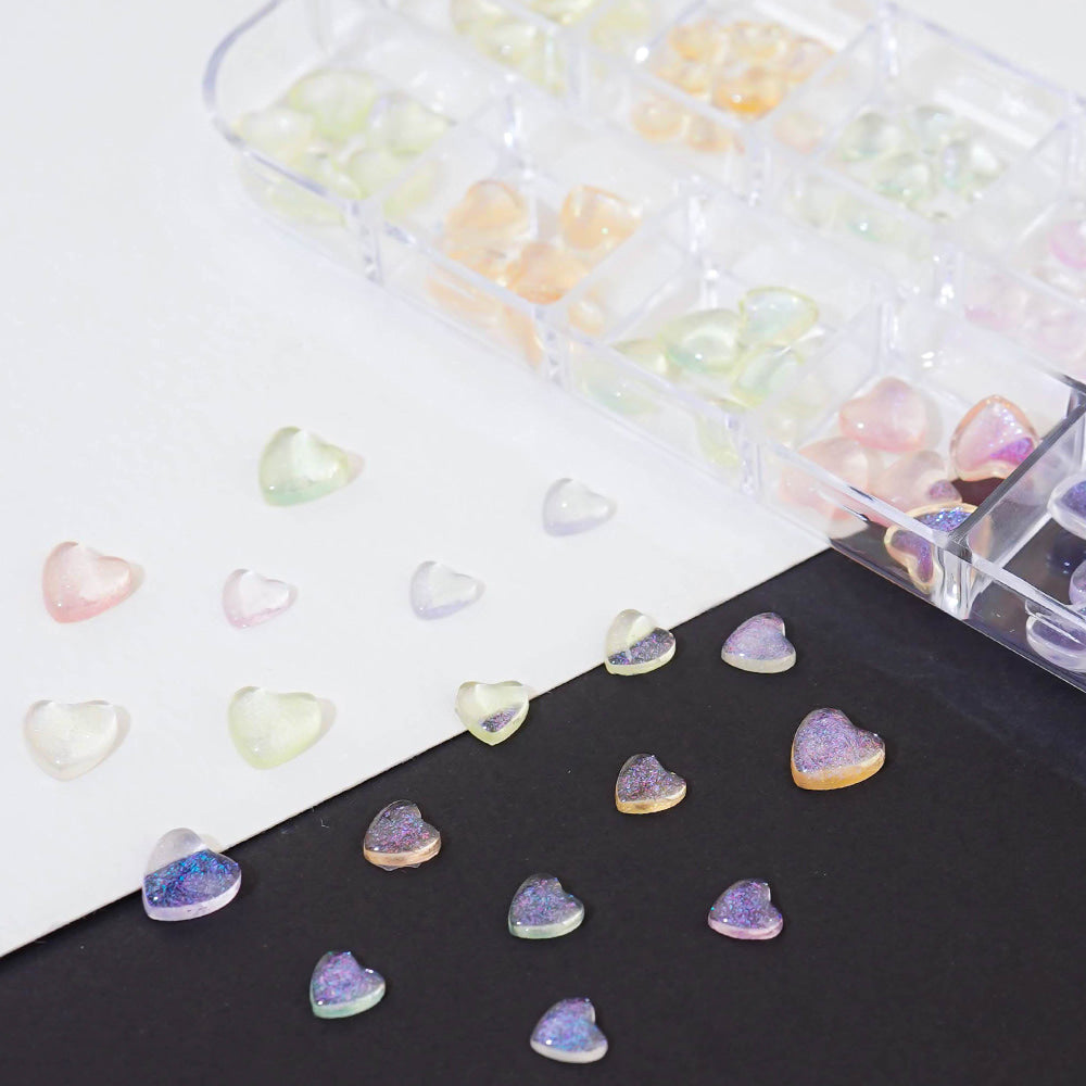 Heart nail parts -80 transparent glitter nail stones