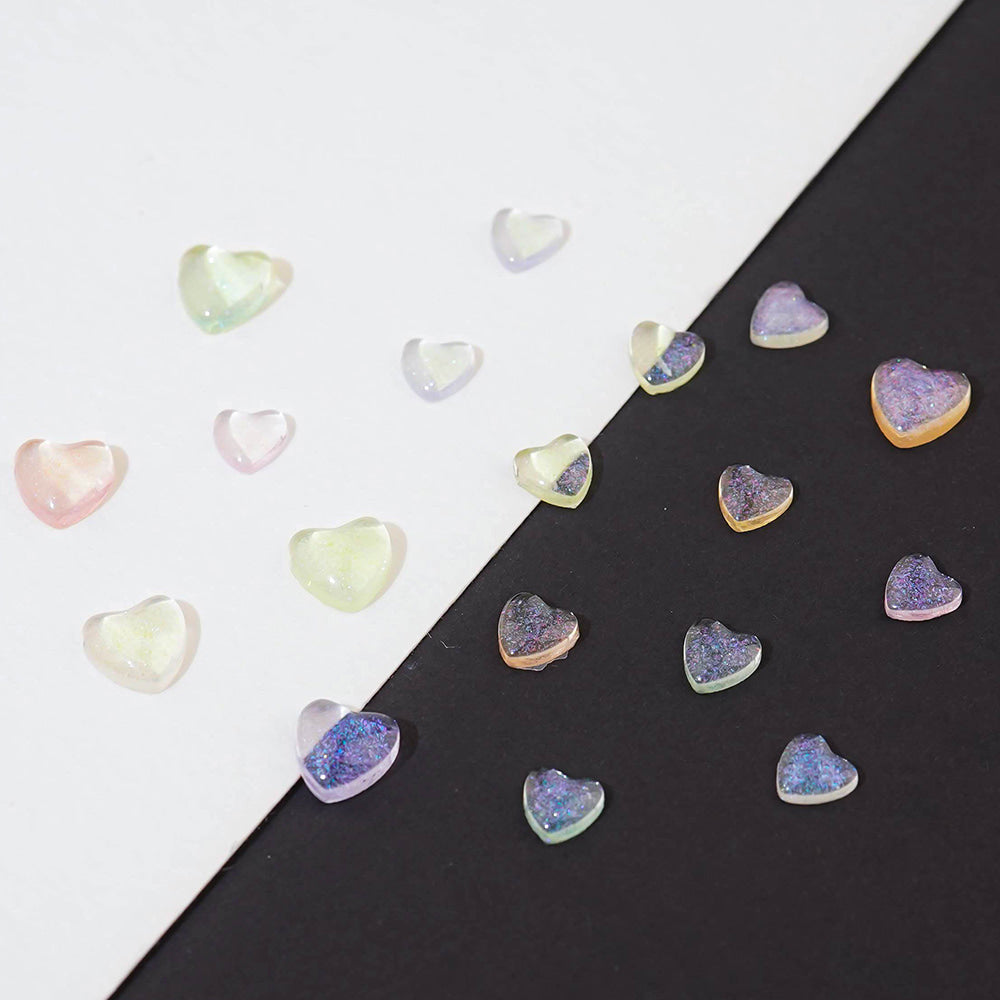 Heart nail parts -80 transparent glitter nail stones