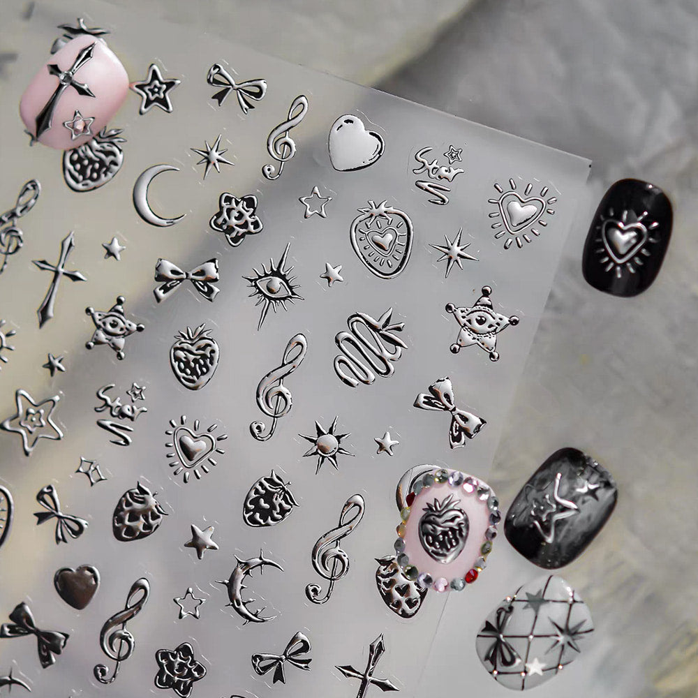 3D Embossed Nail Sticker-593 Strawberry Star Musica